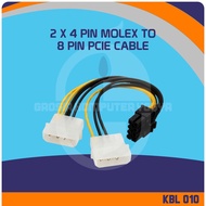 2 x 4 Pin Molex to 8 Pin PCIe Power Converter VGA Card Converter Cable