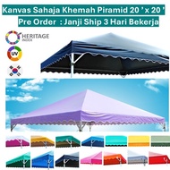 20' x 20' Pyramid Canvas Only 20 feet Canopy Camping Tent Roof Top Kanvas Korea UV Bumbung Khemah Ka