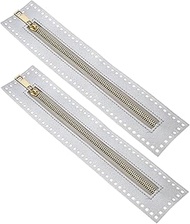 M METERXITY 2Pcs PU Leather Zipper, 10.6In Coil Frame Metal Close End Crochet Zippers with Holes for