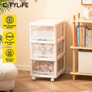 Citylife 3 Tier Storage Drawer Cabinet Movable Drawer Cabinet With Wheels Space Saving