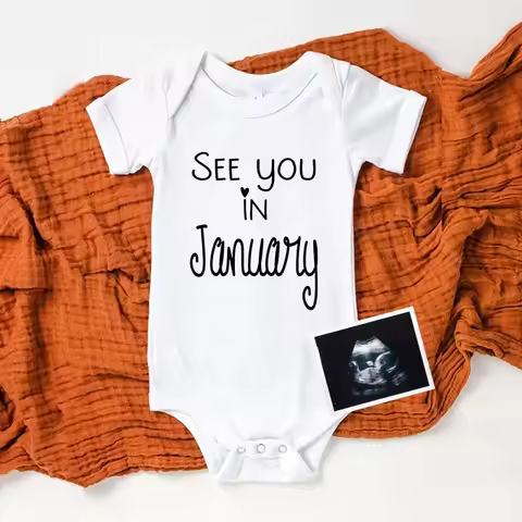 See You in January 2025 Baby Pregnancy Announcement Newborn Baby Bodysuit Clothes Funny Cute Toddler