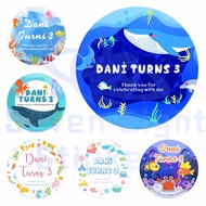 【Buy 48 Get 10 Free】Custom Birthday Sticker - Ocean Animals Sticker Ocean Birthday Baby Shower Party Labels Children Stickers | Cheap and Fast Printing | 1 Day Ready！