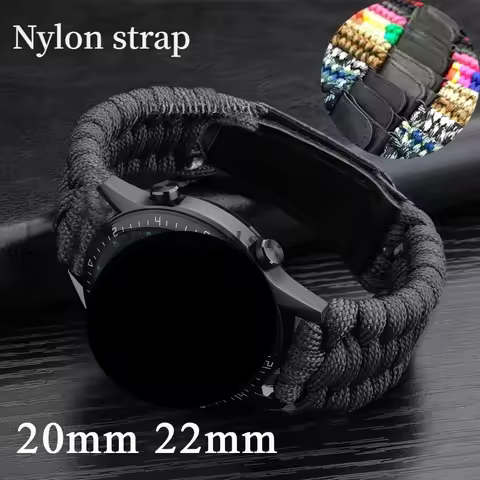 20mm 22mm Nylon Strap Sport Braided WatchBand for Samsung Galaxy Watch 7/6/5/4 Strap for Huewei Watc
