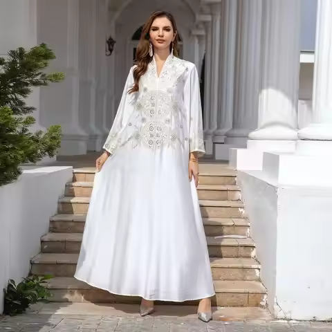 Cross Border Muslim Women's Clothing Elegant Robe Middle East Dubai Costume Abaya Embroidered Robe E