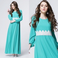 Muslimah Moden Basic Lace Waist Chiffon Jubah Long Dress