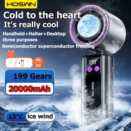 HOSWN Portable Handheld Fan 20000mAh Foldable Mini Turbo Fan 199 Level Rechargeable Mini Fan with co