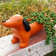 someryer|  Succulent Plant Pot Succulent Planting Pot Adorable Dachshund Flowerpot for Indoor Outdoor Plants Perfect Wiener Dog Planter for Home Garden Decor Resin Succulent Cactus