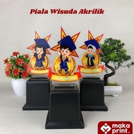 READY! Piala Wisuda Akrilik (Wisuda Bintang) [PRINT UV] - Piala Wisuda Almamater Biru - Piala Wisuda