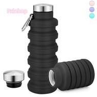 PXLOHOP Foldable Water Bottle, 17oz Silicone Collapsible Water Bottle, Portable Lightweight Leakproo
