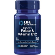 Life Extension BioActive Folate & Vitamin B12, Promotes Heart, Brain & GI Tract Health,, Gluten-Free