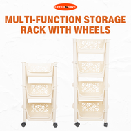 Premium Multi-Purpose Kitchen Trolley 3 & 4 Tier Storage Rack With Wheels / Easy To Move / Easy Asse