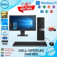 DELL OPTIPLEX 3040 SFF PC \ INTEL PENTIUM G4400@3.0GHz \ 8GB RAM \ 256GB SSD \ 19"MONITOR