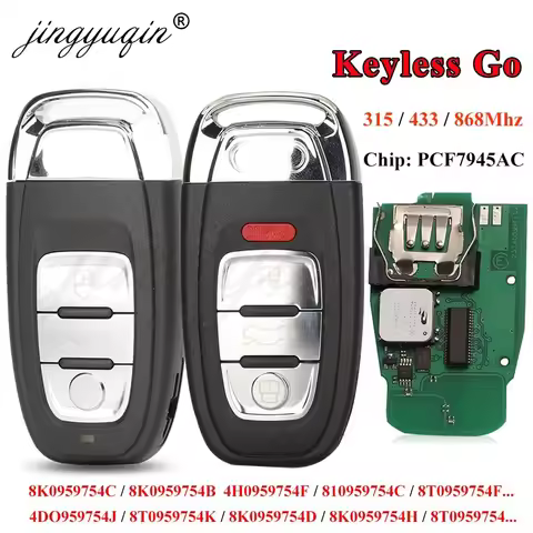 jingyuqin 315/433/868Mhz pcf7945AC Chip Smart Remote Car Key Fob For Audi A4 A5 A6L A7 A8 Q5 Keyless