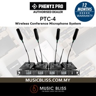 Phenyx Pro PTC-4 Wireless Conference Microphone System 4x50 UHF Frequencies Auto Scan 4 Gooseneck Mi
