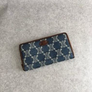 【 VintageShop solo 日本直送中古包專賣店 】CELINE 經典馬車帆布長夾 靛藍色 vintage
