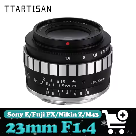 TTArtisan APS-C 23mm F1.4 Documentary Lens Wide Angle Large Aperture Prime Lens for Sony A6500 Fuji 