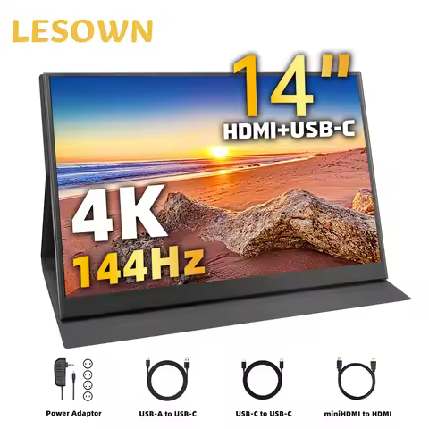 LESOWN 3840x2160 14-inch Portable Monitor 144Hz 2.5K Wide Screen USB Type-C HDMI Laptop Travel Sub D