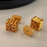 18K square letter stud earrings gold earrings