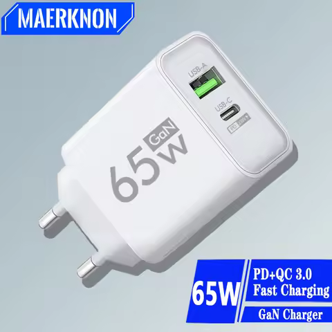 GAN 65W PD USB Charger Type C Charger Fast Charging Power Adapter for iPhone 15 Xiaomi Huawei Samsun