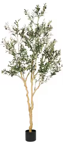 7ft Realistic Artificial Olive Tree with Wood Trunk, Lifelike Leaves for Home Office Decor