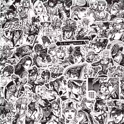 10/35/77pcs Black White Kujo Jotaro Stickers JoJo Bizarre Adventure Sticker Higashikata Josuke Bruno