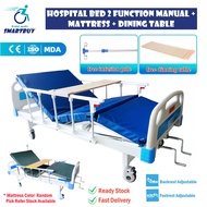 Manual Hospital Bed 2 Function (M02) + Mattress + Dining Table ( Katil Hospital 2 Fungsi )