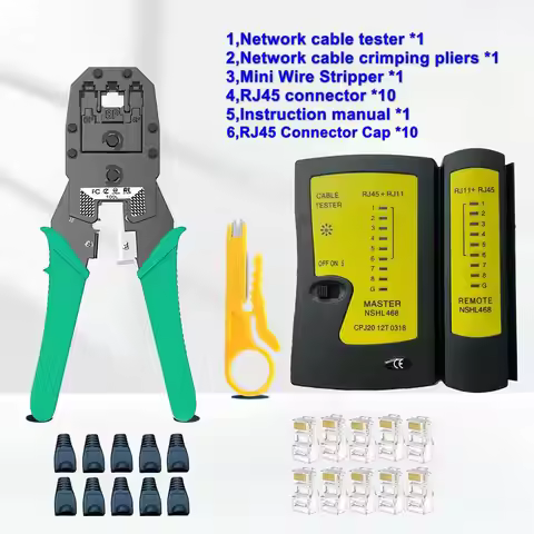 UTP Cable Tester RJ11/RJ45 Network Cable Tester and Network Cable Crimper Kit Network Cable Tester w