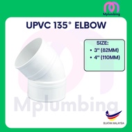 UPVC ELBOW / BEND 135° DEGREE PIPE PUTIH 3" 4" 82MM 110MM