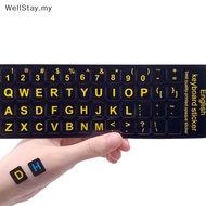 [WellStay] English letters keyboard Stickers Cover Computer Standard Keyboard Stickers Letter Alphabet Layout Sticker for Laptop Desktop PC Cimputer Supplies [MY]