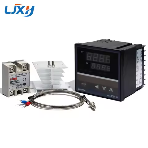 LJXH 4 in 1 Set C900 PID controller with 25da40da75da Solid State Relay with Heat Sink with 1m M6 Ty