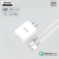 YOODEX® ชุดชาร์จเร็วสุด หัวชาร์จเร็ว 40W ชุดชาร์จไมโคร ด้วยสายเคเบิล USB พอร์ตชาร์จไว 1เมตร Micro Fa