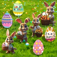 SVNVIOZ Large Easter Bunny Eggs Yard Signs 8 PCS Bunny Decorations Outdoor with Stakes Waterproof La