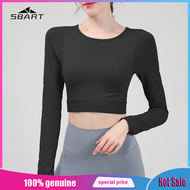 SBART เสื้อครอปแขนยาวสำหรับผู้หญิงเพื่อการออกกำลังกายและกิจกรรมกีฬา