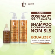 Makarizo PACKAGE OF 3 - Makarizo T1 Techno Nature Equalizer Shampoo & Conditioner 180 mL + Rosemary 