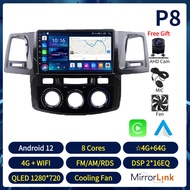 Acodo 2din Android 12.0 Headunitเครื่องเสียงรถยนต์สำหรับToyota Fortuner Hilux Vigo 2007-2015 Carplay Android Auto 9 นิ้วiPSหน้าจอสัมผัสแยก 8G RAM 128G ROM 8CoresวิทยุAM FM RDSนำทางGPS Player Mirror Link Video Outระบบควบคุมพวงมาลัยรถวิทยุ