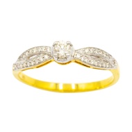 Happy Jewelry แหวนชู เพชรบ่าข้างไขว้กันสวยๆ เม็ดยอด 10 ตัง ทองแท้ 9k 37.5% เพชรเกสร ME940