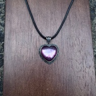 喜迎瑤 925銀 紫雲母 紫鋰雲母 項鍊 手工銀飾 愛心項鍊 復古風