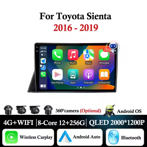 for Toyota Sienta 2016 - 2019 Android Auto Carplay Car Radio Multimedia Player Bluetooth GPS Navigat