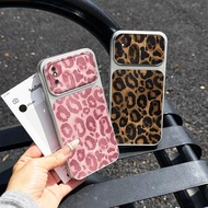 Casing For New Luxury Luxurious pink leopard print Veneered Large Window Protective Phone Case Can B