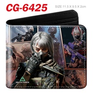 ✨Delta Force✨Dompet, Anime Game Short Folding Wallet, HD Two-Dimensional Cartoon PU Leather Coin Pur