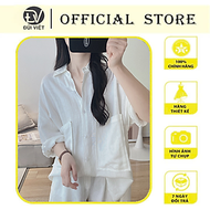 Áo sơ mi nữ dài tay form rộng linen Đũi Việt thiết kế basic trẻ trung năng động