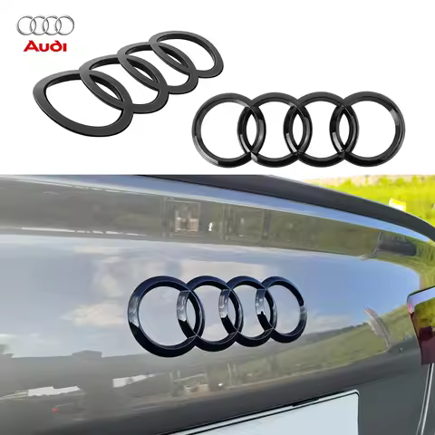 For Audi A3 A4 A4L A5 A6 A6L A7 A1 A8L Q2L Q5 Q7 Q3 RS S5 1Pcs 4 Ring Logo Car Hood Front Bonnet Gri