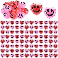 Shappy 200 Pack Mini Valentines Stress Balls Heart Shape Stress Balls Filled with Water Beads Smile Funny Face Stress Balls Squishy Ball Toys for Stress Valentine Party Classroom (Pink, Red)