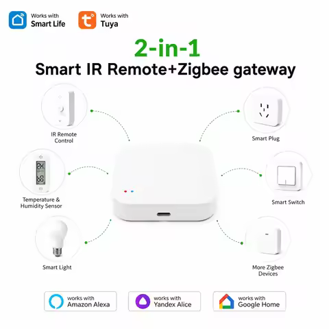 Tuya Zigbee 3.0 Gateway Hub with IR Remote Control WiFi Smart Home Bridge Smart Life App Automation 