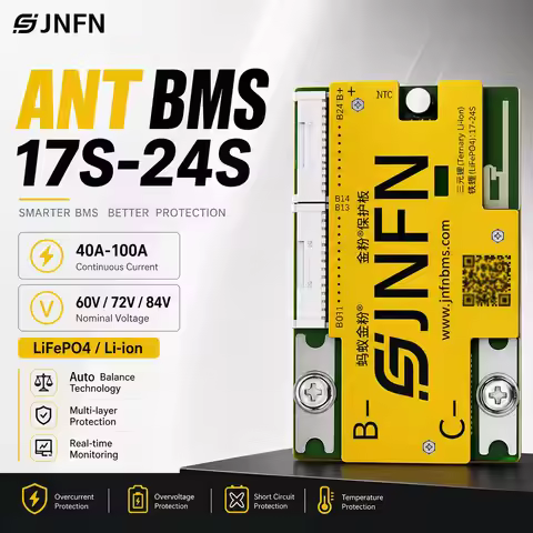 ANT BMS 17S 18S 20S 24S 60V 72V 84V Lifepo4 Li-ion Smart BMS 40A 60A 80A 100A for Electric Scooter L