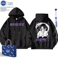 เสื้อสเวตเตอร์มีฮู้ดผู้ชายจากซีรีส์การ์ตูนเรื่อง Naruto ของ NASA โพลีเอสเตอร์ผสมคอตตอน ทรงหลวม ปกติ 