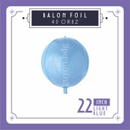 22 INCH LIGHT BLUE FOIL BALLOON 4D BALL - 4D FOIL BALLOON ORBZ BALLOON LIGHTbiru - 4D FOIL BALLOON M