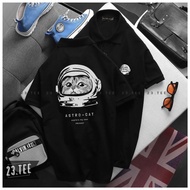 Áo thun cổ trụ cổ bâu Astro Cat (THUN DA CÁ)