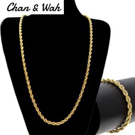 Gold 916 Necklace for Men and Women Necklace Gold Rope Chain Necklace High Quality Gold Bangkok Cop 