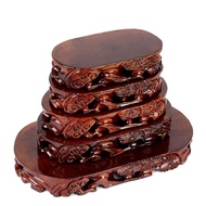 ST/💚Peach Wood Base Tray Solid Wooden Pallet Stand Rare Stone Head Vase Crafts Buddha Statue round Wine Jar Ornaments Wo